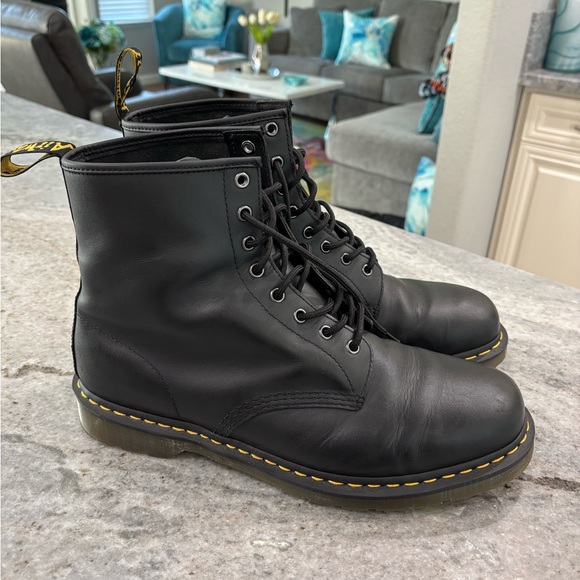 Dr. Martens AirWair Black Leather Cushion Sole Boots - Picture 5 of 16